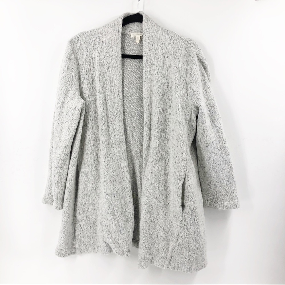 ✅ EILEEN‎ FISHER COTTON/WOOL/ALPACA BLEND CARDIGAN SIZE MEDIUM GREY